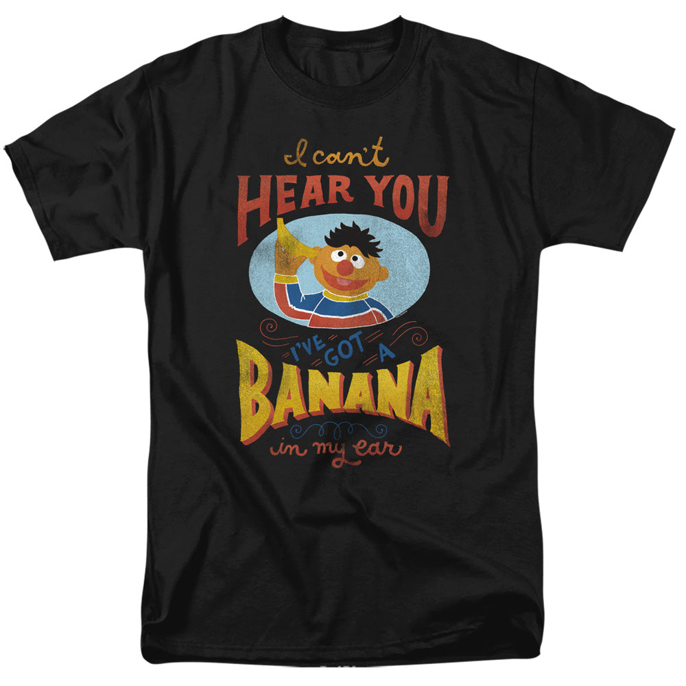 Sesame Street Ernie Banana In My Ear Mens T Shirt Black