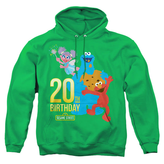 Sesame Street 20Th Birthday Group Mens Hoodie Kelly Green