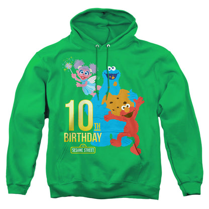 Sesame Street 10Th Birthday Mens Hoodie Kelly Green