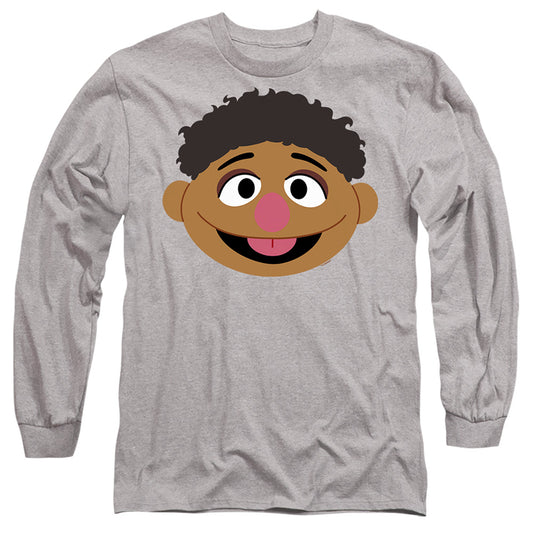 Sesame Street Tamir Face Mens Long Sleeve Shirt Athletic Heather Officially Licensed