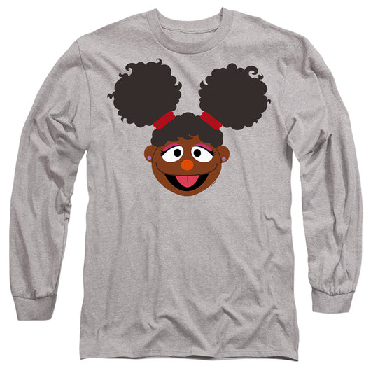 Sesame Street Gabrielle Face Mens Long Sleeve Shirt Athletic Heather Officially Licensed