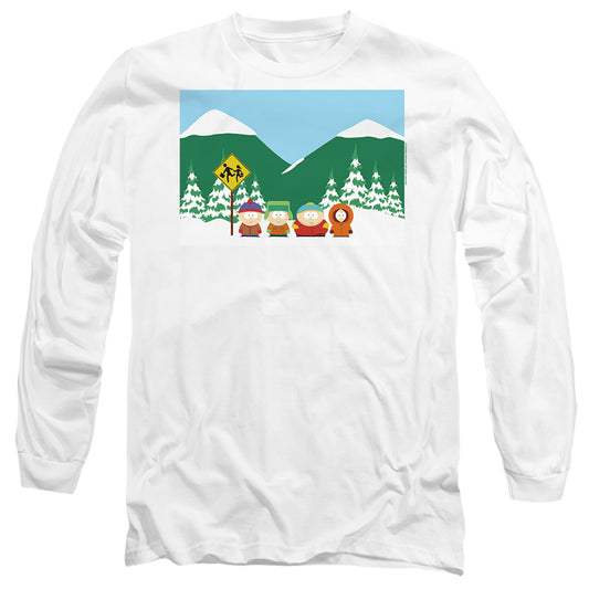 South Park Bus Stop Mens Long Sleeve Shirt White Officially Licensed