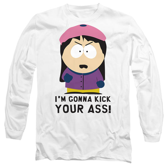 South Park Im Gonna Kick Your Ass Mens Long Sleeve Shirt White Officially Licensed