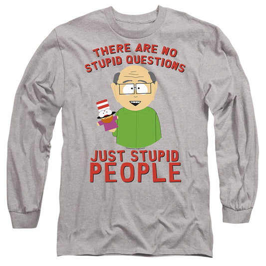 South Park No Stupid Questions Mens Long Sleeve Shirt Athletic Heather Officially Licensed