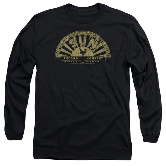 Sun Tattered Logo Mens Long Sleeve Shirt Black Officially Licensed