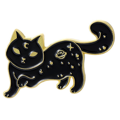 Funny Cat Skull Enamel Badge For Halloween