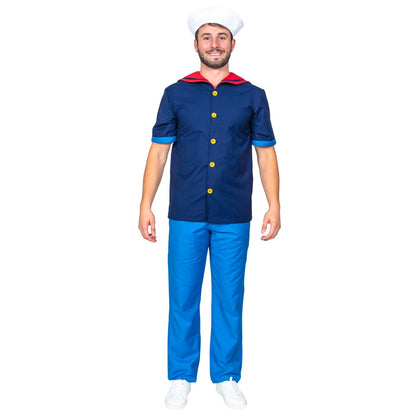 Sailor Man Adult Halloween Costume Set with Muscle Arms Spinach Captain Cosplay
