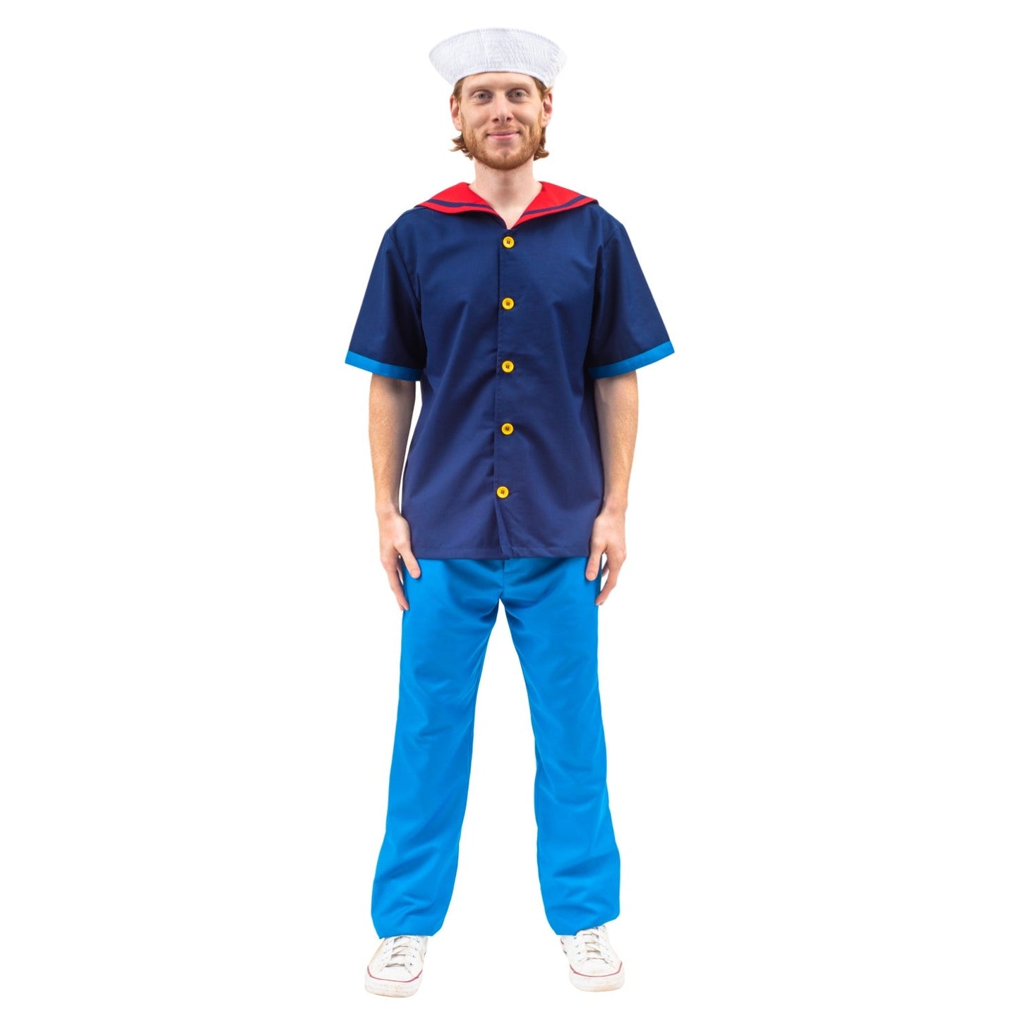 Sailor Man Adult Halloween Costume Set with Muscle Arms Spinach Captain Cosplay