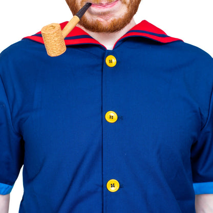 Sailor Man Adult Halloween Costume Set with Muscle Arms Spinach Captain Cosplay