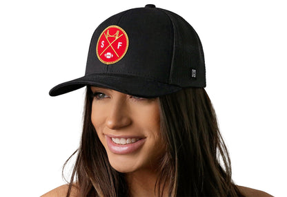 San Francisco Trucker Haka Hat Black SF X Football Snapback