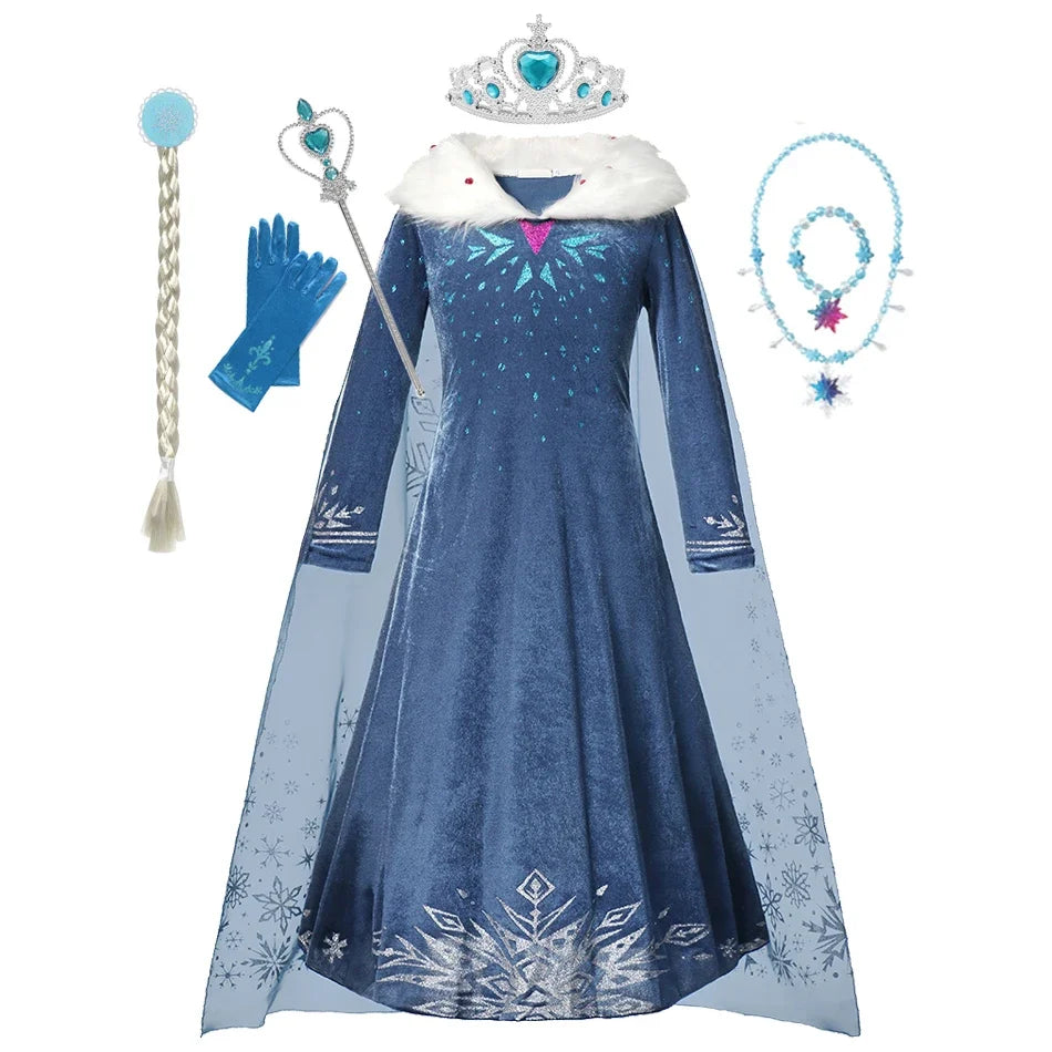 Disney Frozen Princess Elsa Dress Girl Cosplay Costume