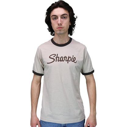 Scott Pilgrim Sharpie Ringer Shirt Heather Brown Pilgrim Rock Band Adult T Shirt