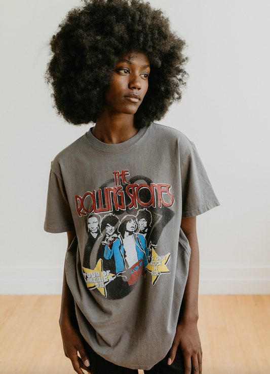 Rolling Stones Tour of America 78 Womens Tee T Shirt Charcoal Grey