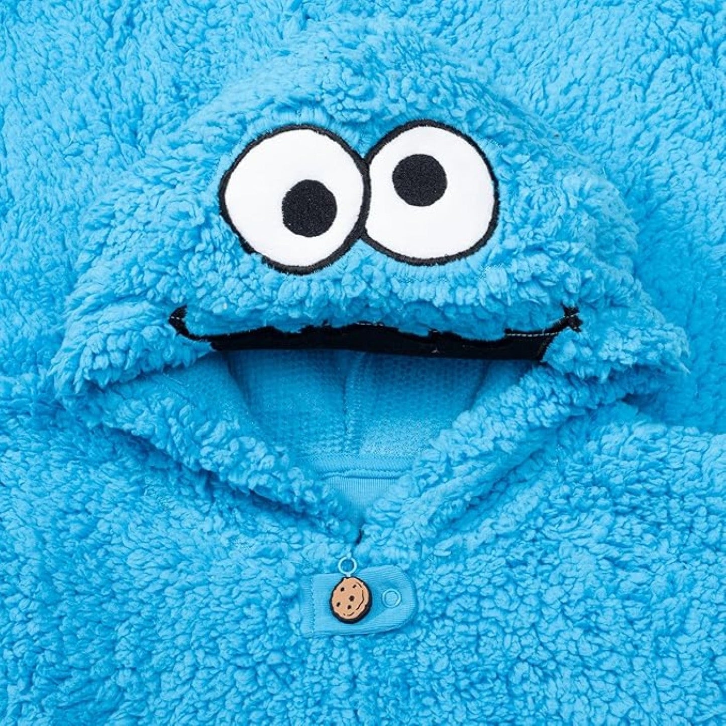 Kids Youth Officially Licensed Sesame Cookie Monster Halloween Cosplay Costume Fleece Jumpsuit
