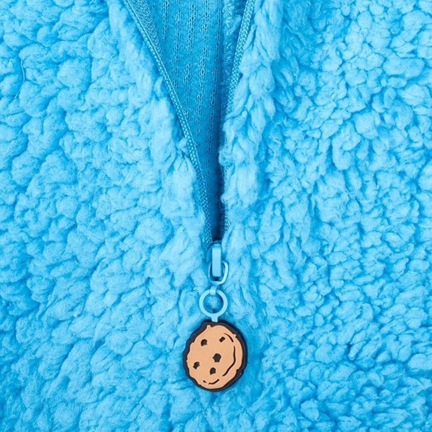 Kids Youth Officially Licensed Sesame Cookie Monster Halloween Cosplay Costume Fleece Jumpsuit