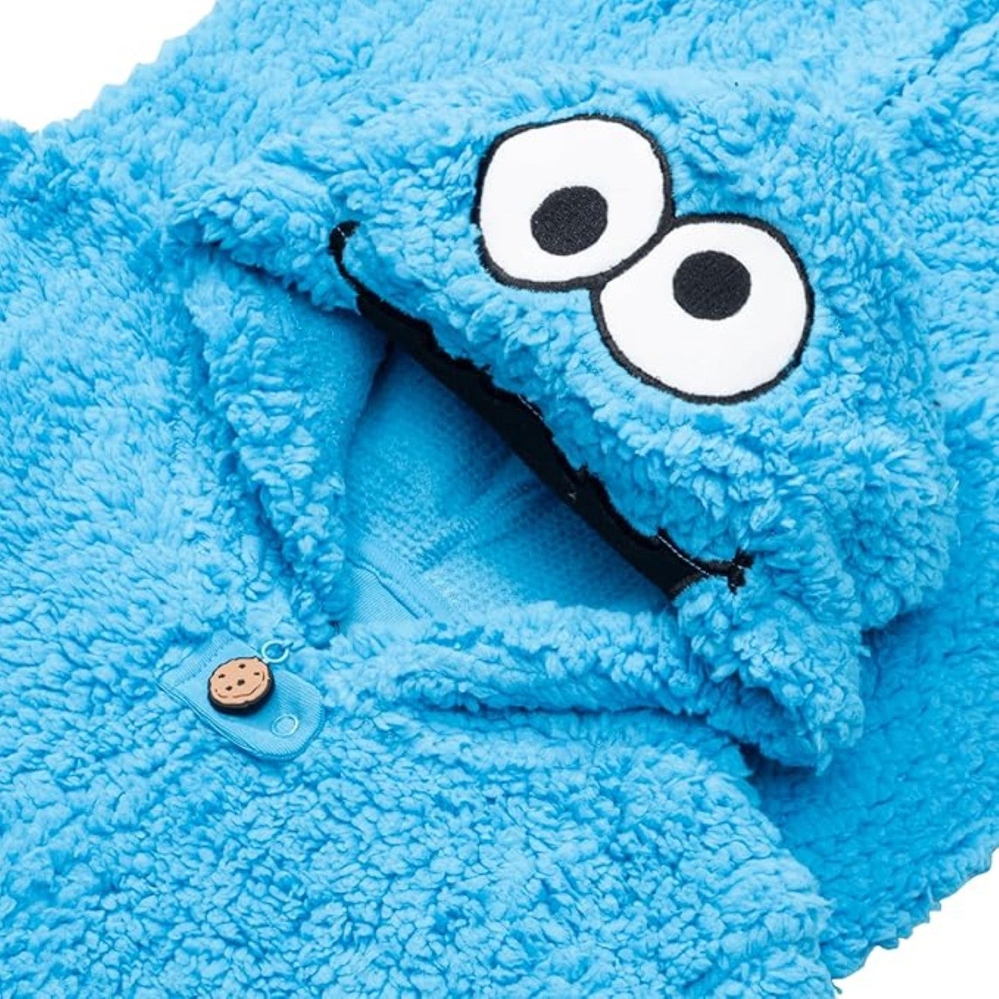 Kids Youth Officially Licensed Sesame Cookie Monster Halloween Cosplay Costume Fleece Jumpsuit