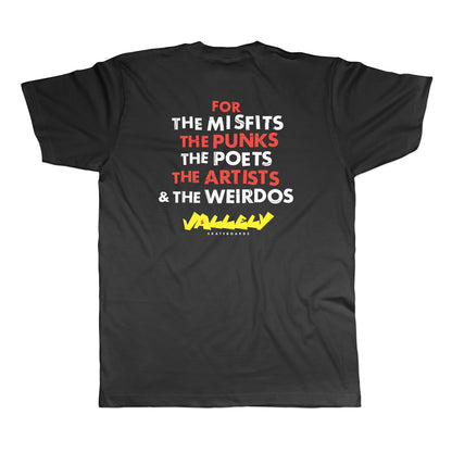 Vallely Skateboards "Misfits" Mens T Shirt Black