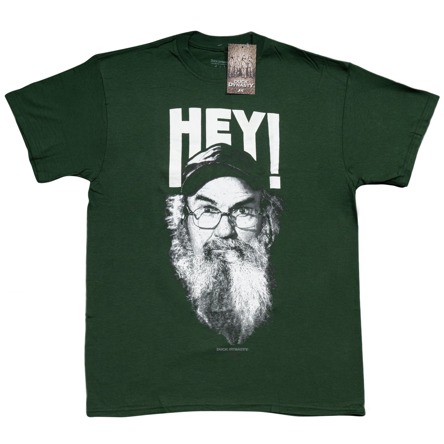 Duck Dynasty Si Robertson Commander HEY! Adult Green T Shirt tee