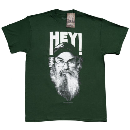 Duck Dynasty Si Robertson Commander HEY! Adult Green T Shirt tee
