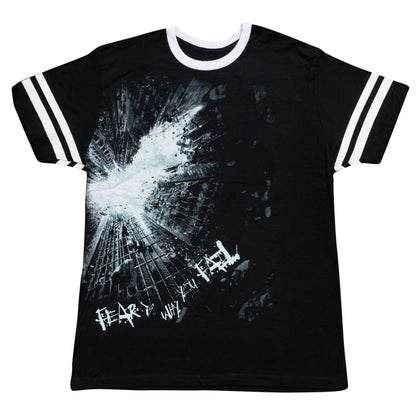 Batman The Dark Knight Fear is Why You Fail Striped sleeves Black Mens T Shirt
