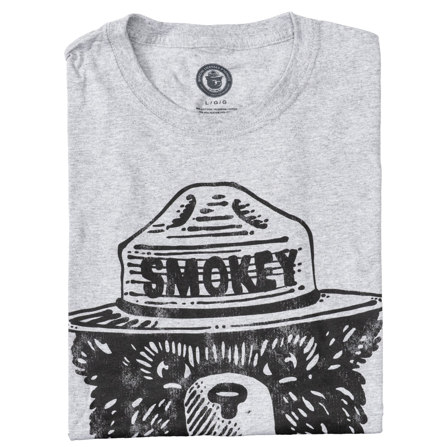 Smokey the Bear Adult Unisex Tonal Gray T Shirt
