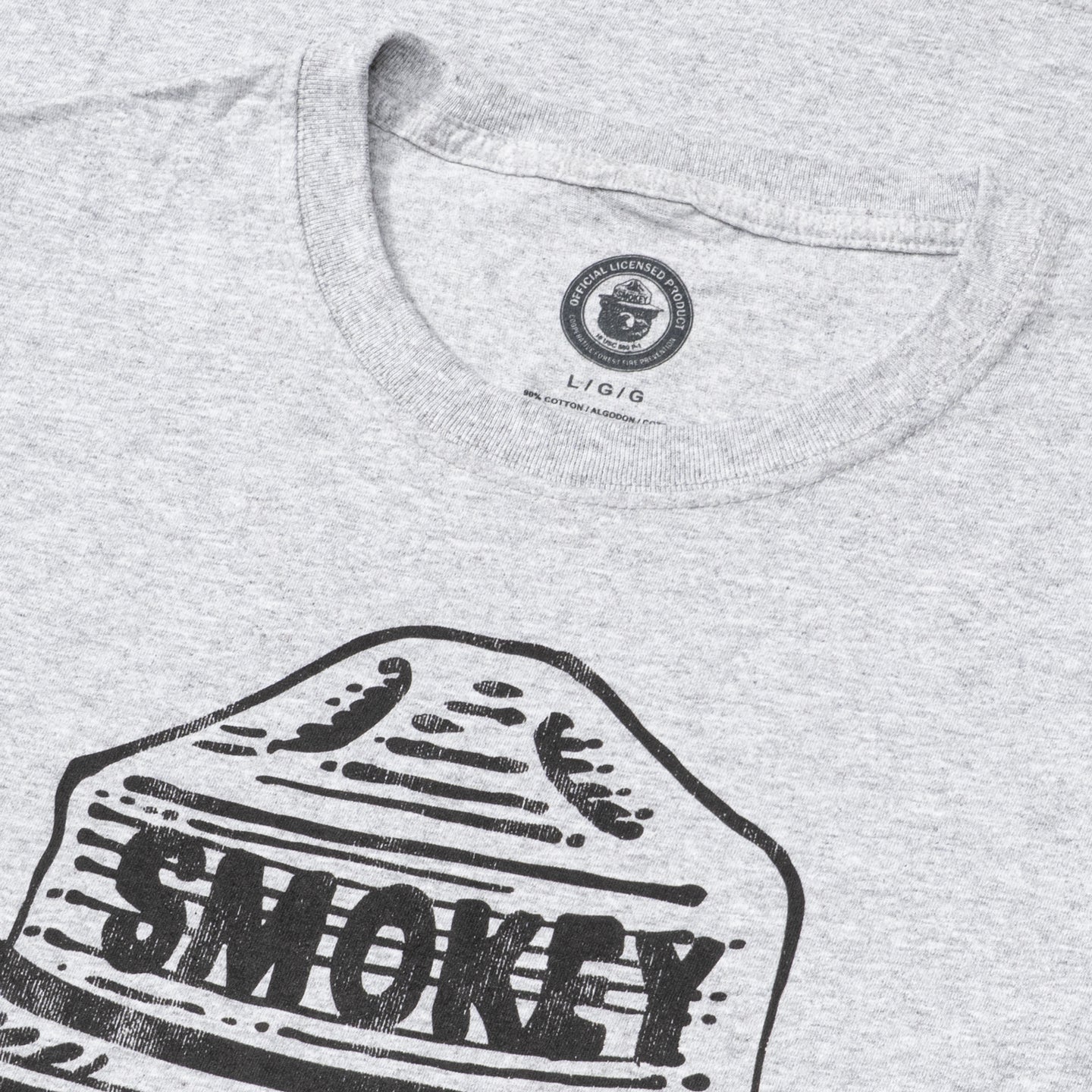 Smokey the Bear Adult Unisex Tonal Gray T Shirt