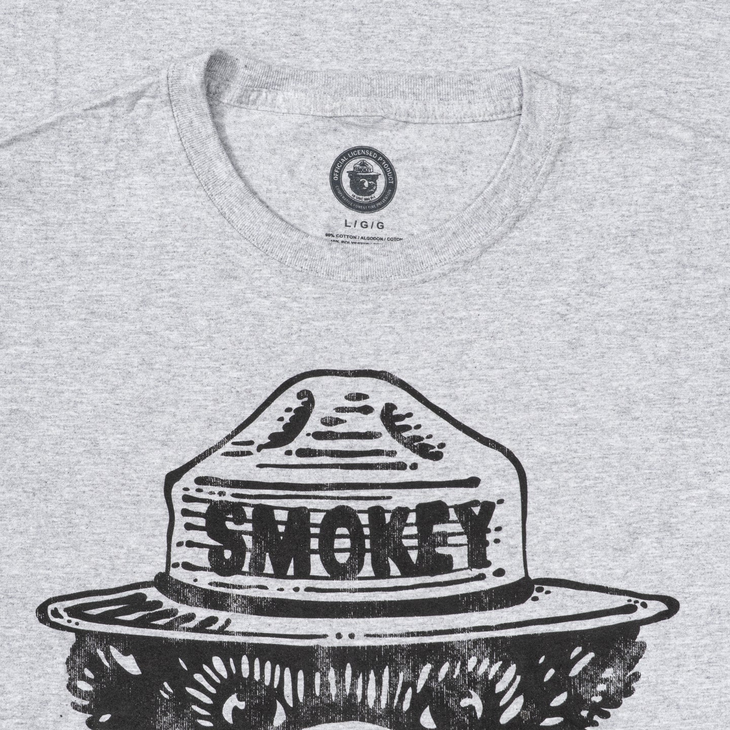 Smokey the Bear Adult Unisex Tonal Gray T Shirt