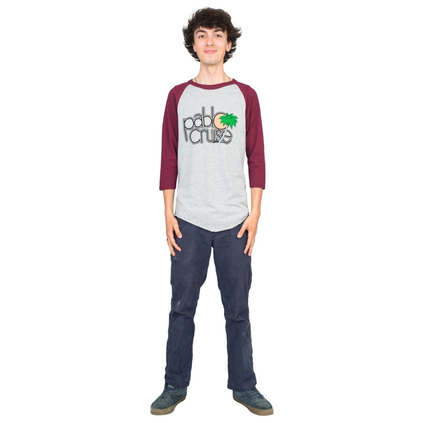 Step Bros Pablo Cruise Adult Gray and Maroon Raglan Funny Movie T-Shirt Tee