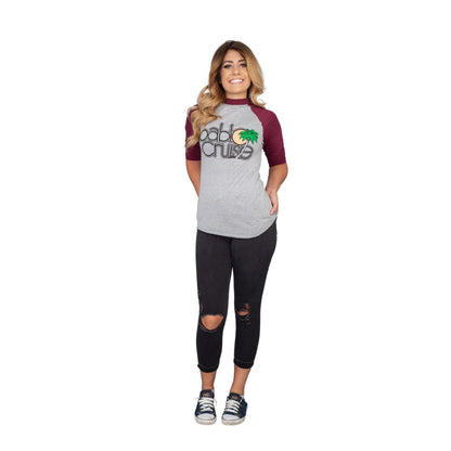 Step Bros Pablo Cruise Adult Gray and Maroon Raglan Funny Movie T-Shirt Tee