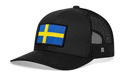Swedish Flag Trucker Haka Hat Black Sweden Snapback