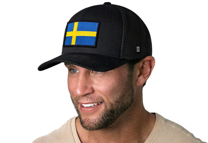 Swedish Flag Trucker Haka Hat Black Sweden Snapback