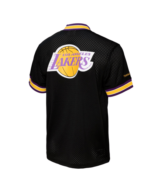 Los Angeles Lakers - Mitchell and Ness Mesh 1/4 Zip Mens Polo Shirt Black