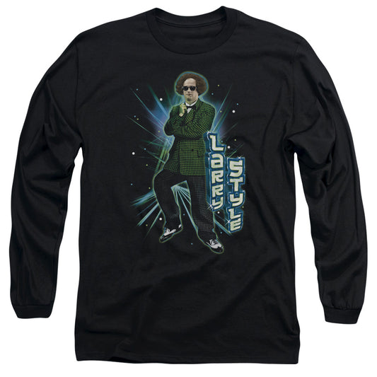 Three Stooges Larry Style Mens Long Sleeve Shirt Black Officially Licensed