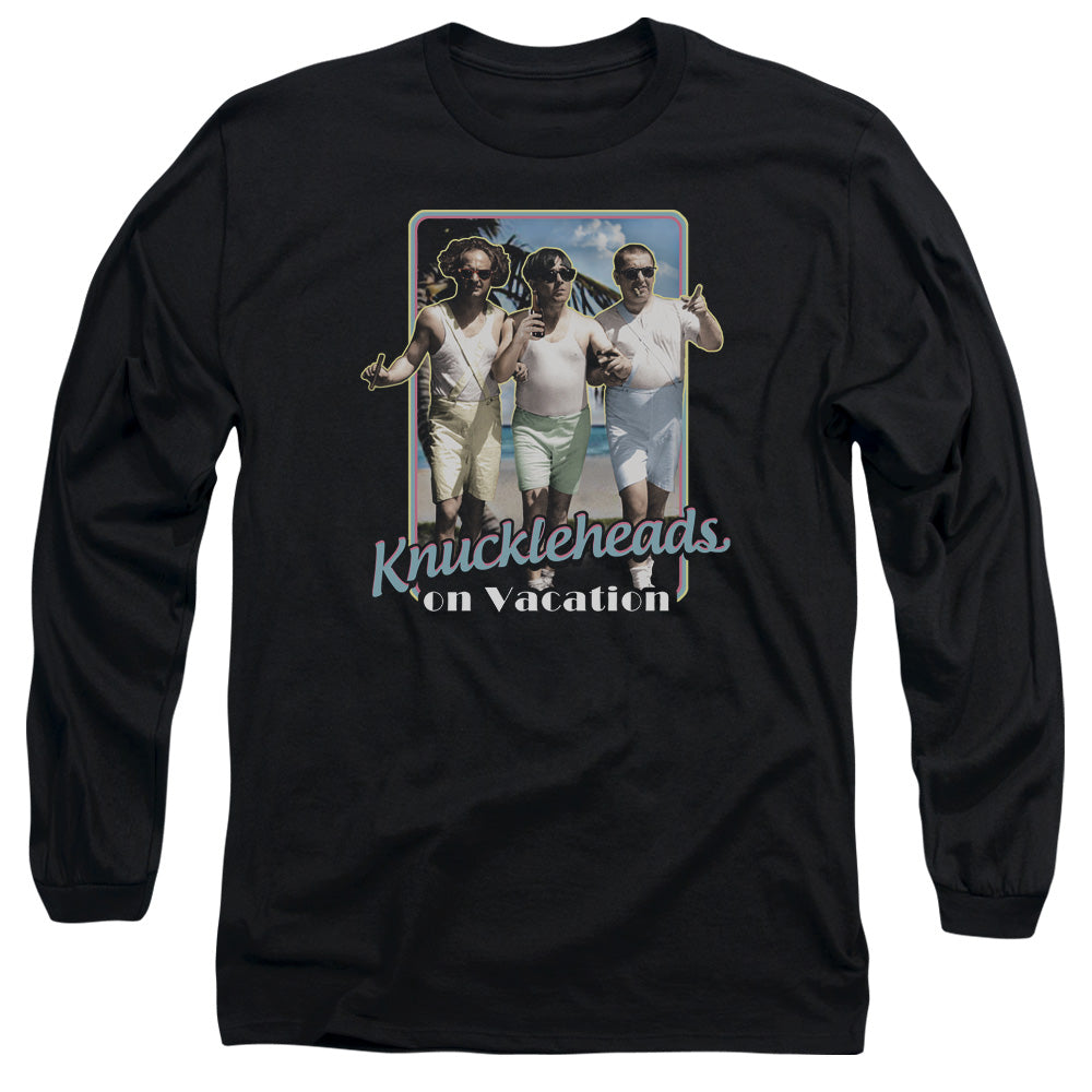 Three Stooges Knucklesheads On Vacation Mens Long Sleeve Shirt Black Officially Licensed