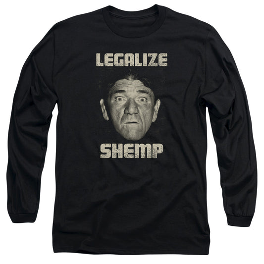 Three Stooges Legalize Shemp Mens Long Sleeve Shirt Black Officially Licensed