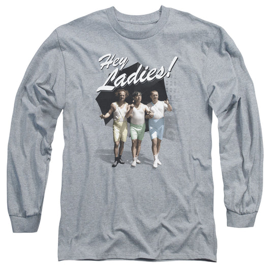 Three Stooges Hey Ladies Mens Long Sleeve Shirt Athletic Heather Officially Licensed