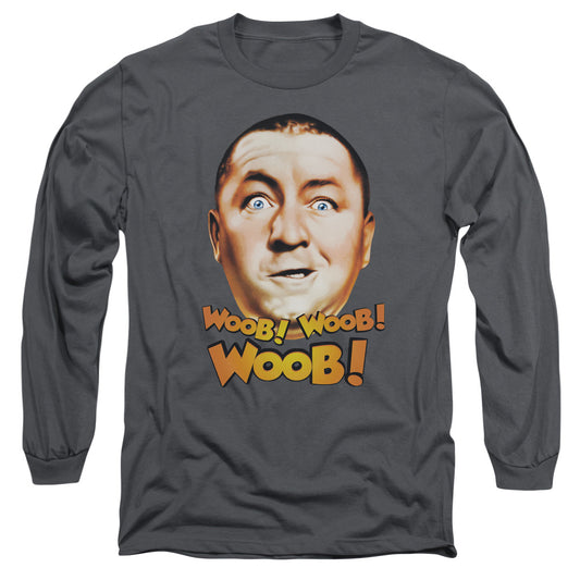 Three Stooges Woob Woob Woob Mens Long Sleeve Shirt Charcoal Officially Licensed