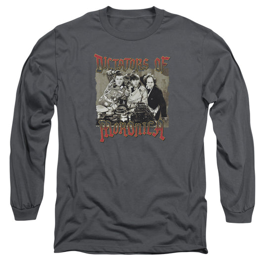 Three Stooges Moronica Mens Long Sleeve Shirt Charcoal Officially Licensed