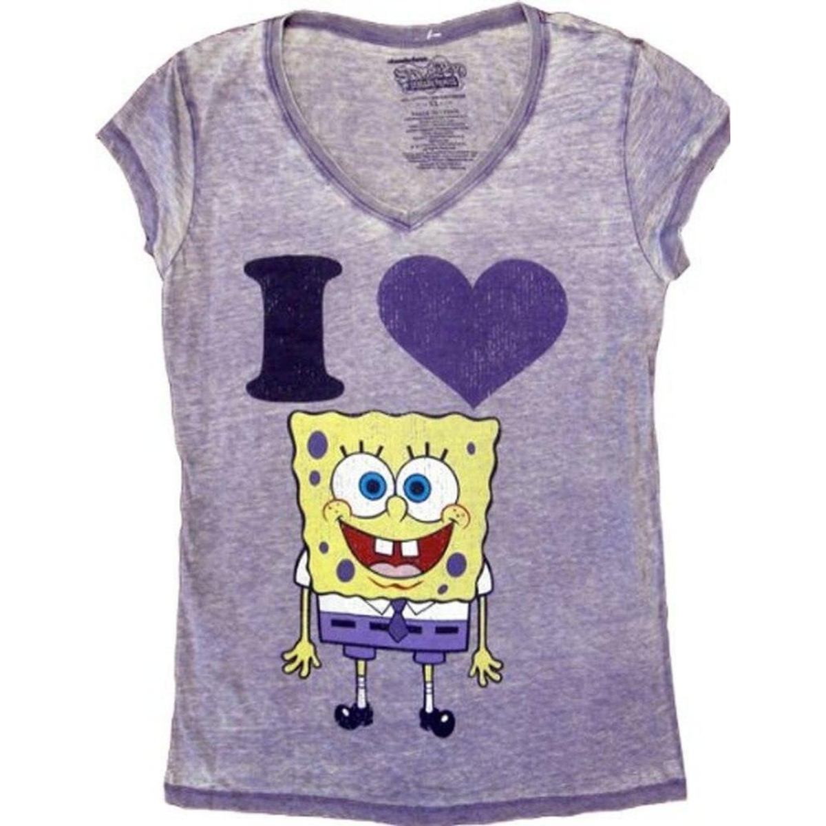 Spongebob SquarePants I Love Heart Spongebob V-Neck T Shirt