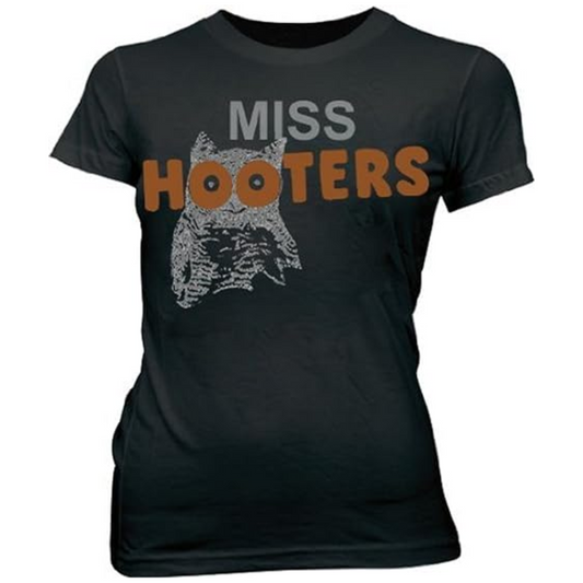 Hooters Miss Logo Black Juniors T Shirt Tee