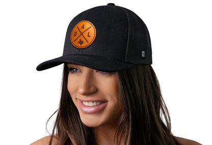 Dallas Trucker Leather Haka Hat Black DAL X Snapback