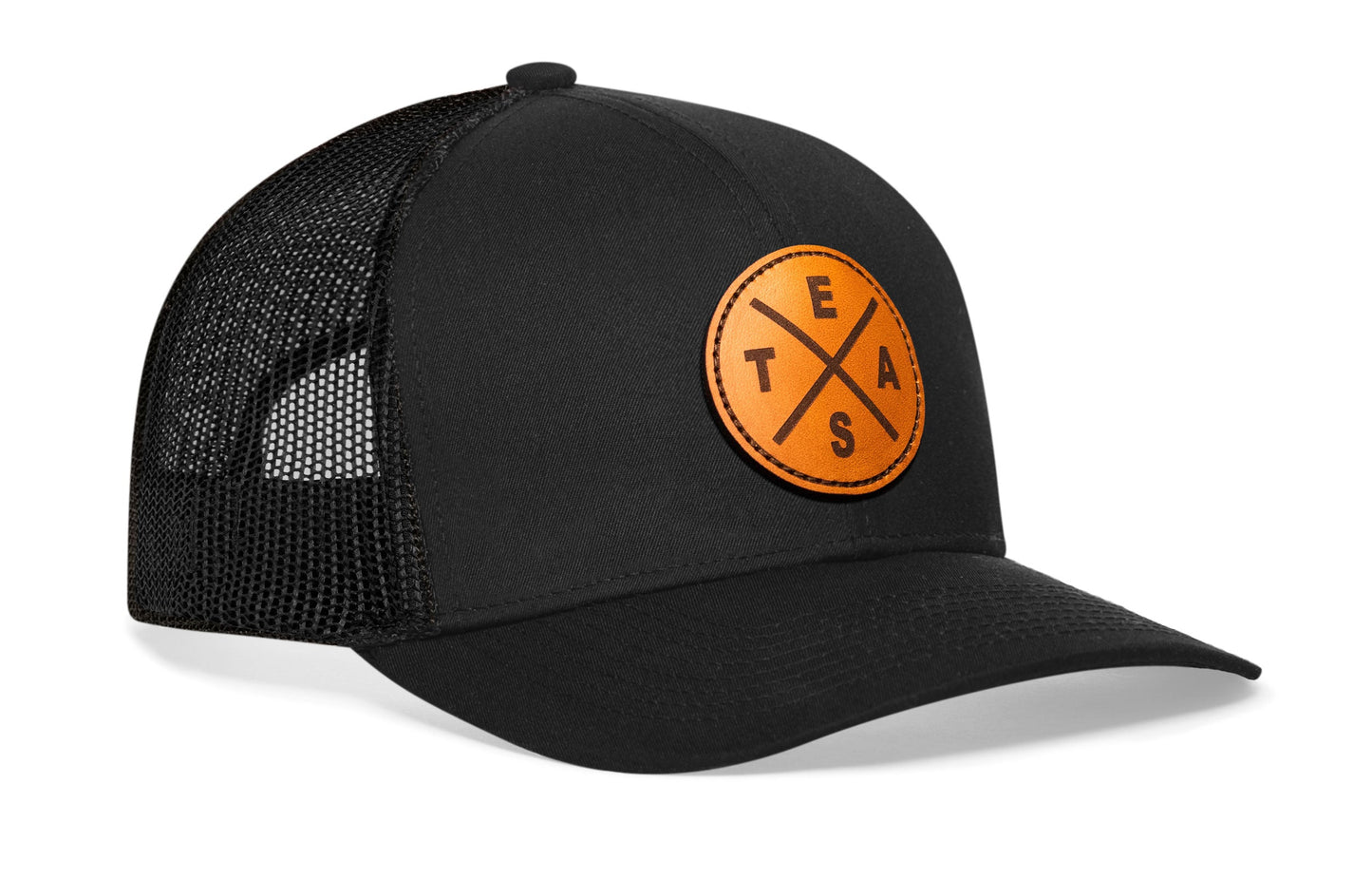 Texas Trucker Leather Haka Hat Black Te(x)as X Snapback
