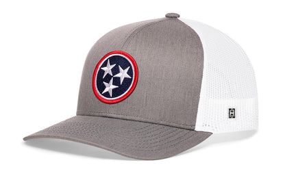 Tennessee Flag Trucker Haka Hat Gray-White TN Snapback