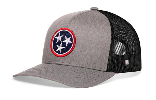 Tennessee Flag Trucker Haka Hat Gray-Black TN Snapback