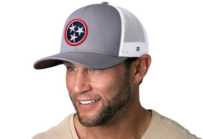 Tennessee Flag Trucker Haka Hat Gray-White TN Snapback