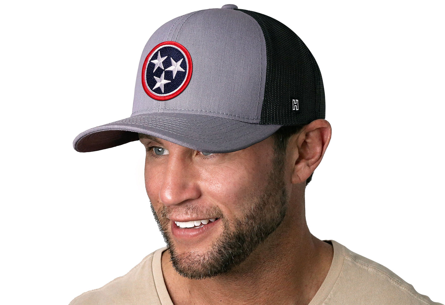Tennessee Flag Trucker Haka Hat Gray-Black TN Snapback