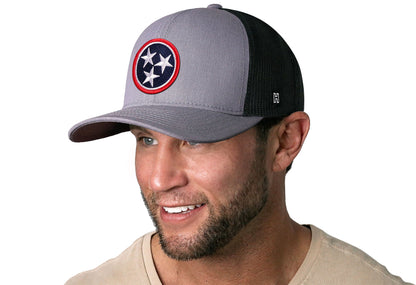 Tennessee Flag Trucker Haka Hat Gray-Black TN Snapback