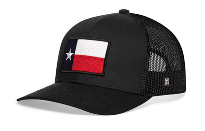 Texas Flag Trucker Haka Hat Black TX Snapback