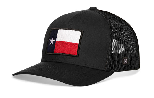 Texas Flag Trucker Haka Hat Black TX Snapback