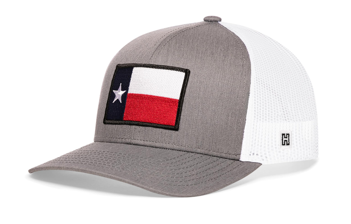 Texas Flag Trucker Haka Hat Gray-White TX Snapback
